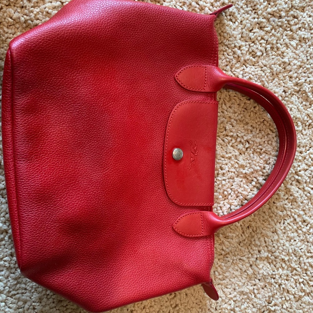 Red Longchamp medium handbag new!